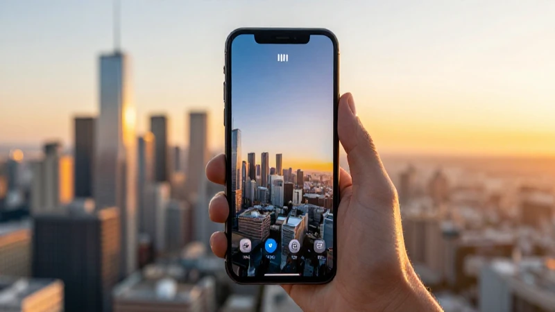 Teléfono muestra señal al atardecer dorado