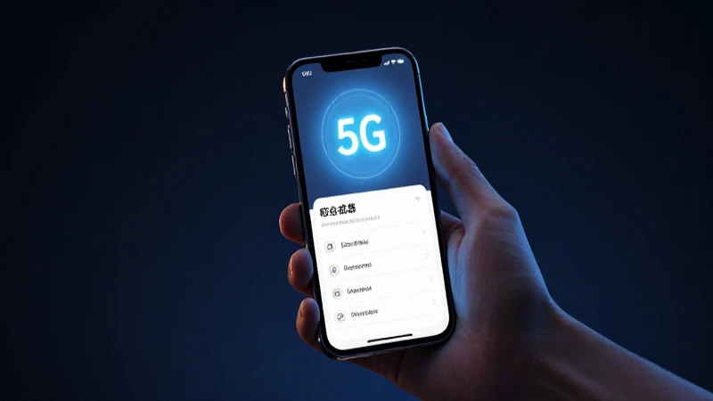 Smartphone muestra 5G con iluminación dramática
