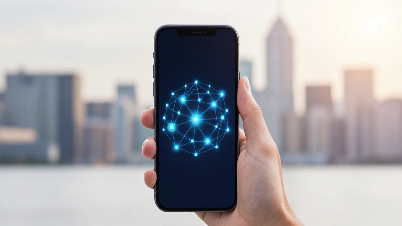 Smartphone muestra red con fondo difuminado