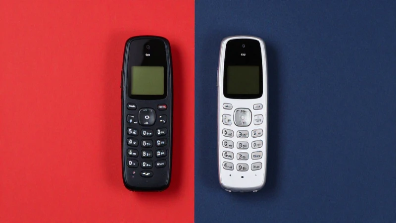 Dos teléfonos contrastantes, fotografía de estudio