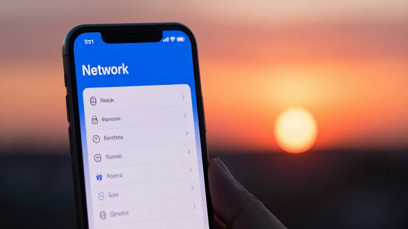 Teléfono mostrando ajustes al atardecer cinematográfico