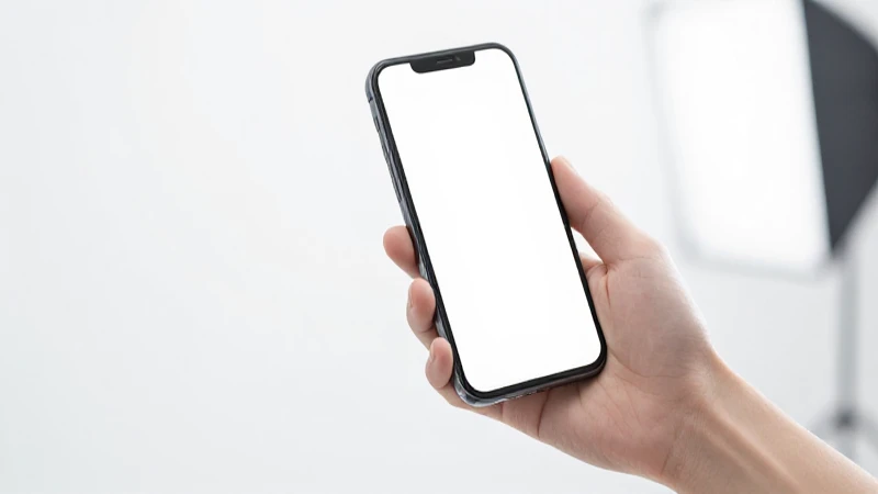 Teléfono móvil sobre fondo limpio y brillante