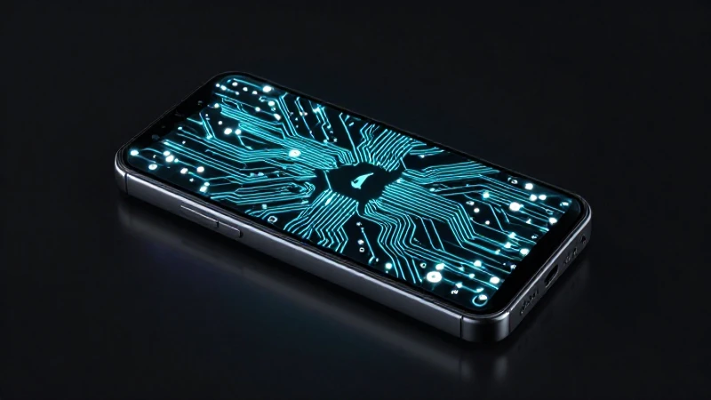 Smartphone moderno con circuito brillante