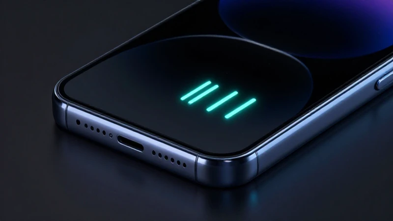 Smartphone futurista con señal brillante y detalle