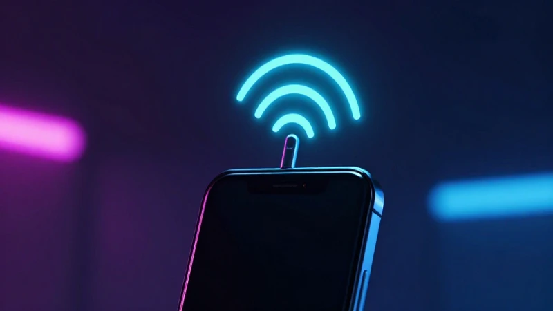 Smartphone Android con señal futurista brillante