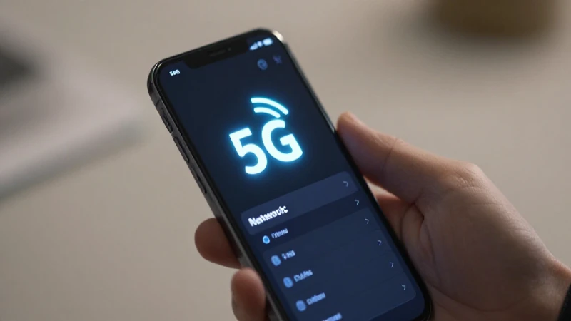 Teléfono muestra 5G con iluminación suave