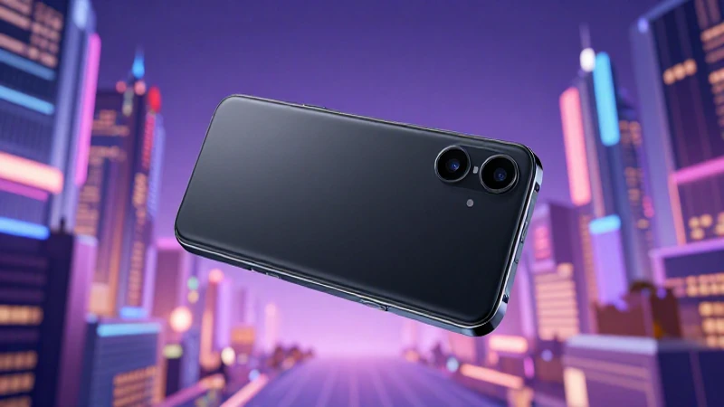 Teléfono elegante en ciudad futurista iluminada