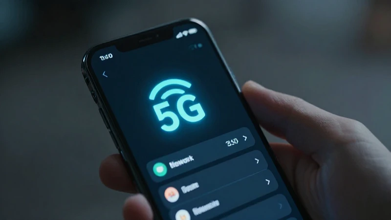 Teléfono con 5G visible y luz cinematográfica