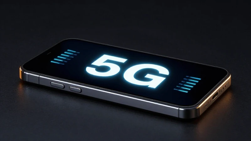 Smartphone 5G con señal brillante y cinematográfica