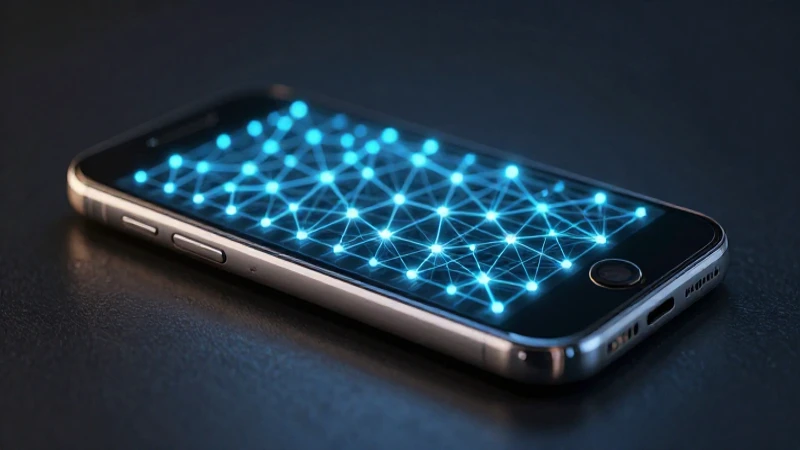 Teléfono futurista con red iluminada cinematográfica