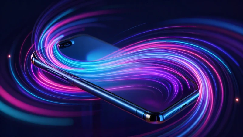Smartphone Android, datos brillantes y neón