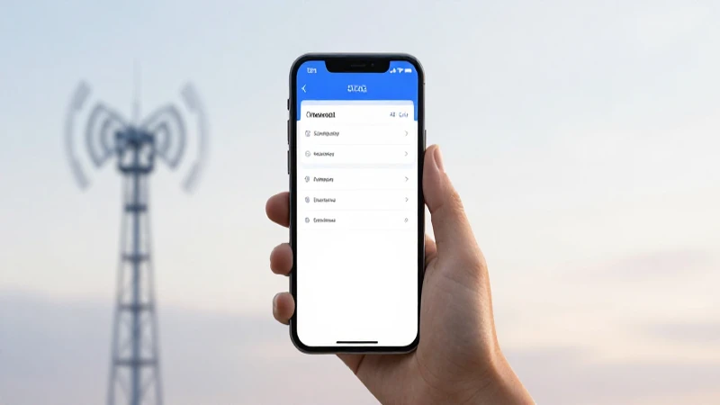 Teléfono muestra ajustes; torre 5G futurista