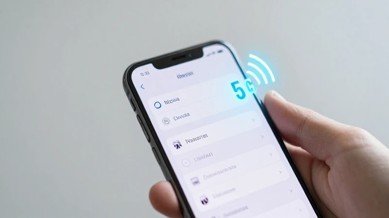 Smartphone muestra señal 5G brillante